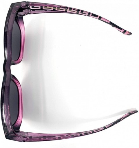 Wrap The Finesse Polarized Colorful Two Tone Ombre Fit Over OTG Rectangular Squared Sunglasses - Purple - CC199MTITHR $14.36