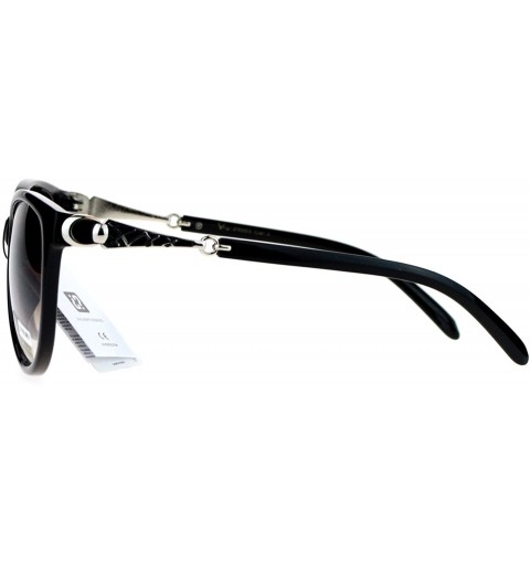 Oversized VG Eyewear Jewel Buckle Hinge Horn Rim Oversize Cat Eye Sunglasses - Black Brown - CK12H8RUJWD $15.71
