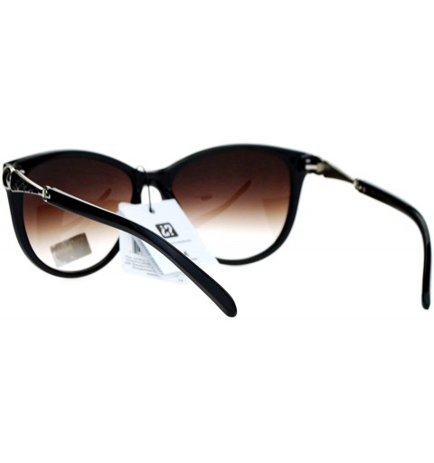 Oversized VG Eyewear Jewel Buckle Hinge Horn Rim Oversize Cat Eye Sunglasses - Black Brown - CK12H8RUJWD $15.71