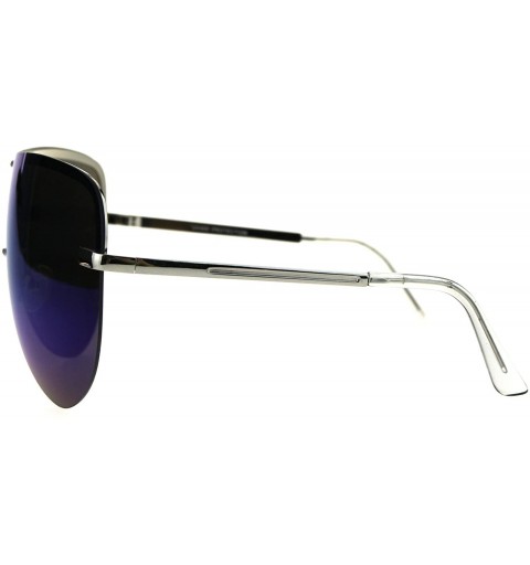 Shield Oversize Shield Robotic Mens Color Mirror Lens Metal Sunglasses - Blue - CT186H4IOXD $11.27