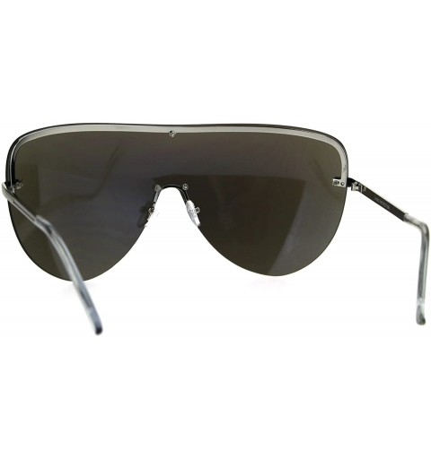 Shield Oversize Shield Robotic Mens Color Mirror Lens Metal Sunglasses - Blue - CT186H4IOXD $11.27