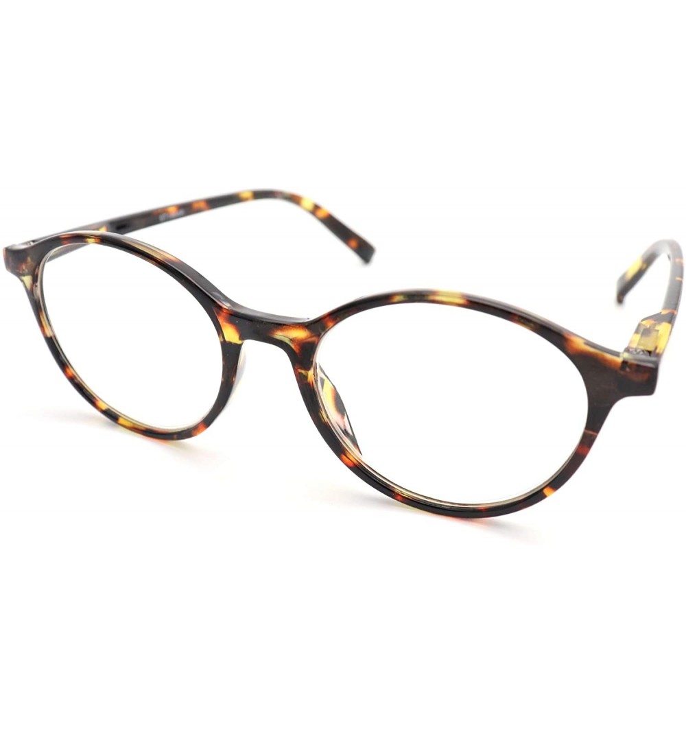 Round shoolboy fullRim Lightweight Reading spring hinge Glasses - Z1 Shiny Handmade Tortoise - CG18TS7K2XW $14.83