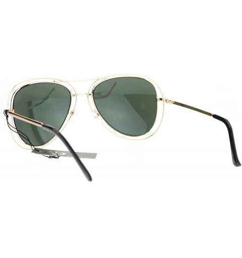 Aviator Double Wire Frame Aviator Sunglasses Women's Fashion Shades UV 400 - Gold Brown (Green Mirror) - CO186NWIWHK $12.72