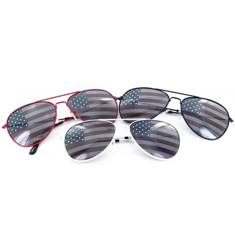 Wayfarer Patriotic Aviator Sunglasses USA Flag Lens Vacation Shades - Pack of 3 - CO12H1XQLUD $15.23