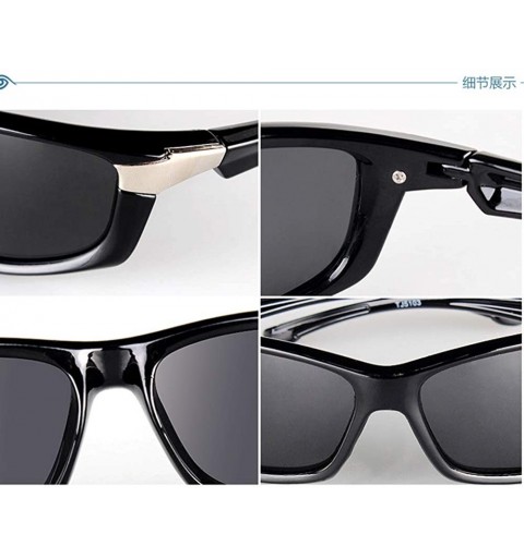 Rectangular High-end Tr90 Sports Frame Sun Glasses Polarized Mirror Sunglasses Myopia Minus Lens - Black - CY1904CNWQY $27.18