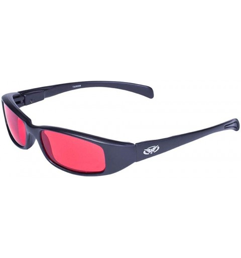 Wrap 2 Pair New Attitude Black Sport Motorcycle Riding Sunglasses 1 with Blue Lens and 1 with Red Lens - CR18QSMRK0G $30.39