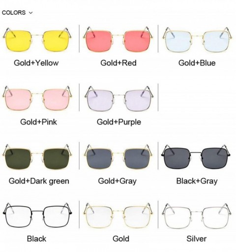Semi-rimless Vintage Small Square Sunglasses Women Red Yellow Clear Lens Sun Glasses Lady Retro Female Ocean Eyewear - Silver...
