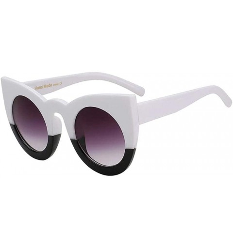 Oversized Celia - Oversized Fashion Cat Eye sunglasses - White Black W Smoke - CX18X6XIZ2S $13.59