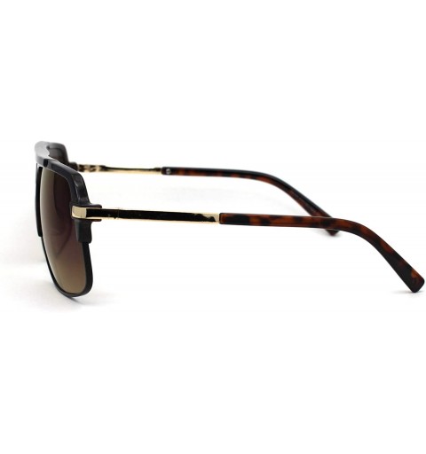 Rectangular Mirror Lens Half Rim Plastic Racer Mobster Sunglasses - Tortoise Blue Mirror - C9195KIN5II $15.20