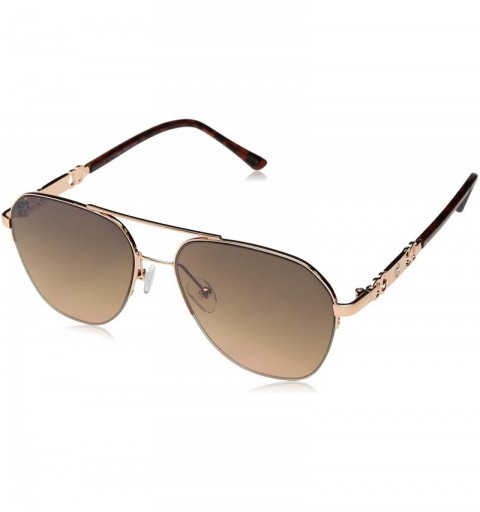 Round Women's R3282 Semi-Rimless Geometric Metal Aviator Sunglasses with Chain-Link Temple & 100% UV Protection - 55 mm - CG1...