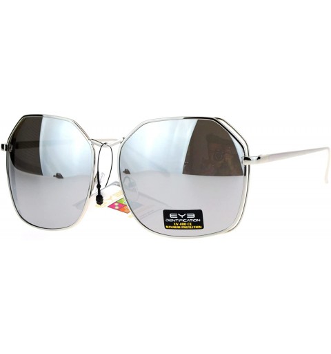 Square EyeDentification Sunglasses Womens Designer Fashion Square Metal Frame - Silver (Silver Mirror) - CQ187IHCXA0 $12.56