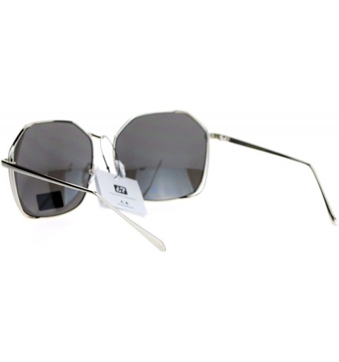 Square EyeDentification Sunglasses Womens Designer Fashion Square Metal Frame - Silver (Silver Mirror) - CQ187IHCXA0 $12.56