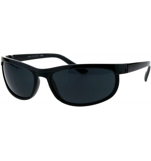 Oval Mens Biker Fashion Sunglasses Oval Wrap Around Frame Black UV 400 - CF18I879KTI $11.85