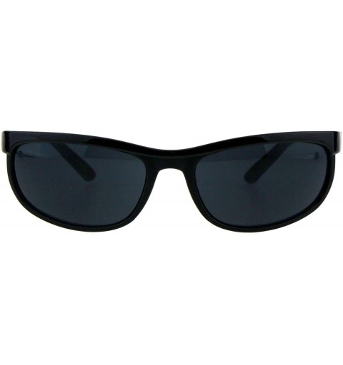 Oval Mens Biker Fashion Sunglasses Oval Wrap Around Frame Black UV 400 - CF18I879KTI $11.85