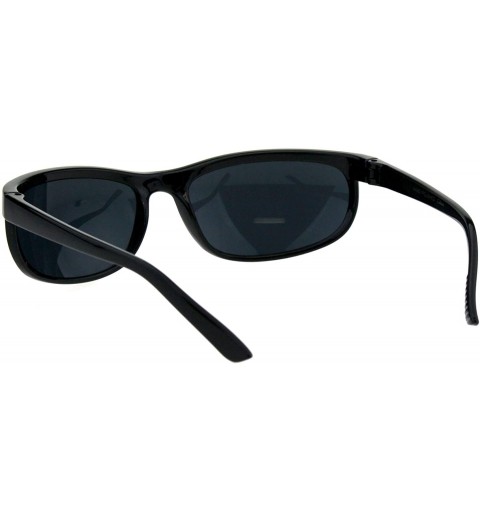 Oval Mens Biker Fashion Sunglasses Oval Wrap Around Frame Black UV 400 - CF18I879KTI $11.85