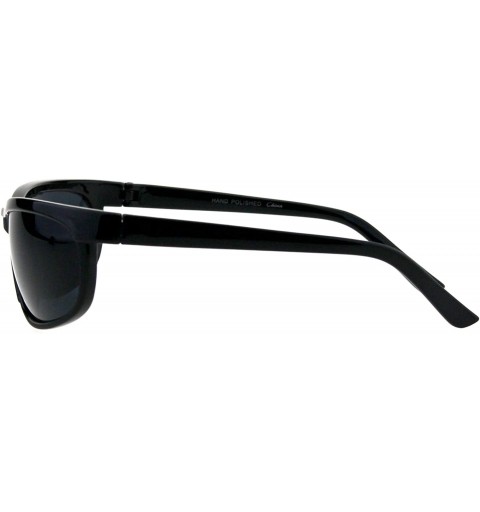 Oval Mens Biker Fashion Sunglasses Oval Wrap Around Frame Black UV 400 - CF18I879KTI $11.85