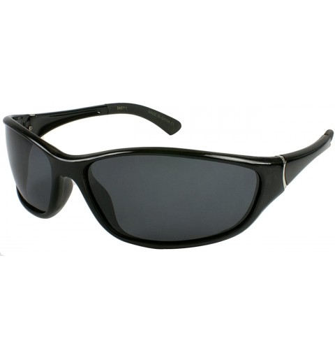 Wrap Two Tone Sporty Wrap Sunglasses w/Polarized Lens 540711TT-P - Black - CX12NREEK39 $26.90