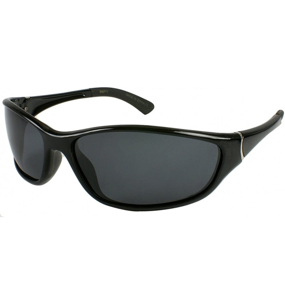 Wrap Two Tone Sporty Wrap Sunglasses w/Polarized Lens 540711TT-P - Black - CX12NREEK39 $16.14