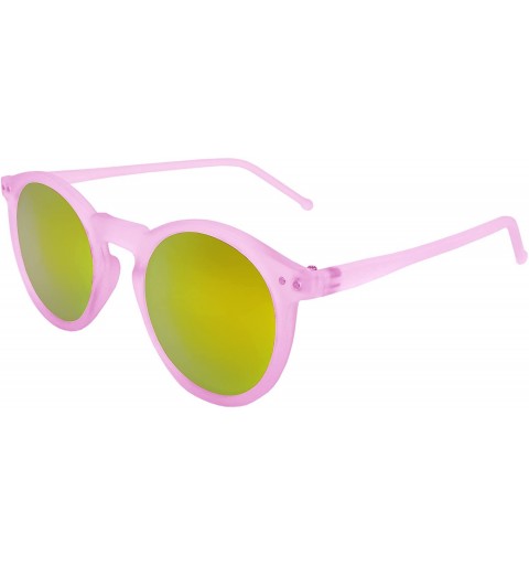 Round Iridescent Round Fashion Sunglasses - Pink Orange - CR11G3L235R $8.38