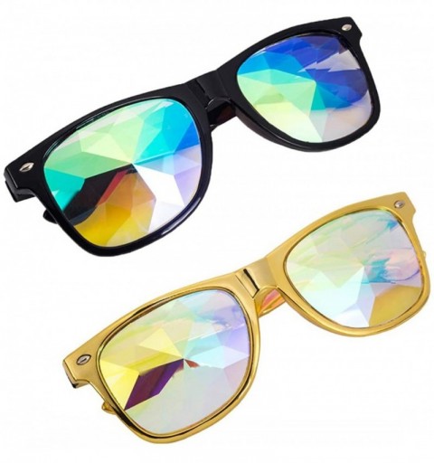 Goggle Rave Festival Kaleidoscope Glasses Rainbow Prism Sunglasses for Women Men - Black+yellow - C518SQ2NC5N $18.01