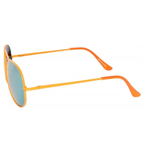 Aviator Classic Aviator Sunglasses Mirror Lens Colored Metal Frame with Spring Hinge - Orange_yellow_mirror_lens - CR1223Q2I6...