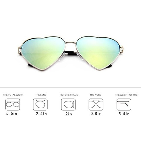 Sport Color Coated Full Metal Frame UV400 Heart Shape Sunglasses Eyewear - Green - CJ18424ZYQ7 $16.21