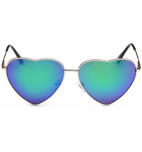 Sport Color Coated Full Metal Frame UV400 Heart Shape Sunglasses Eyewear - Green - CJ18424ZYQ7 $16.21