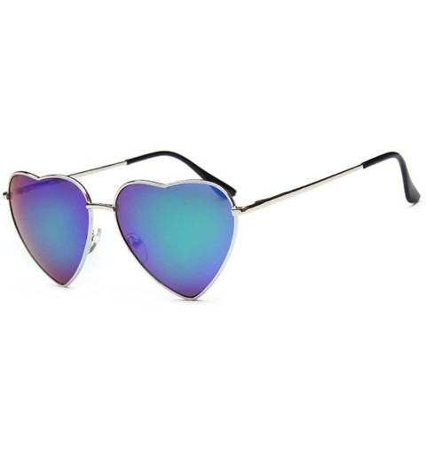 Sport Color Coated Full Metal Frame UV400 Heart Shape Sunglasses Eyewear - Green - CJ18424ZYQ7 $16.21
