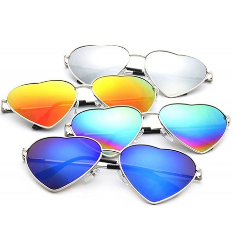 Sport Color Coated Full Metal Frame UV400 Heart Shape Sunglasses Eyewear - Green - CJ18424ZYQ7 $16.21