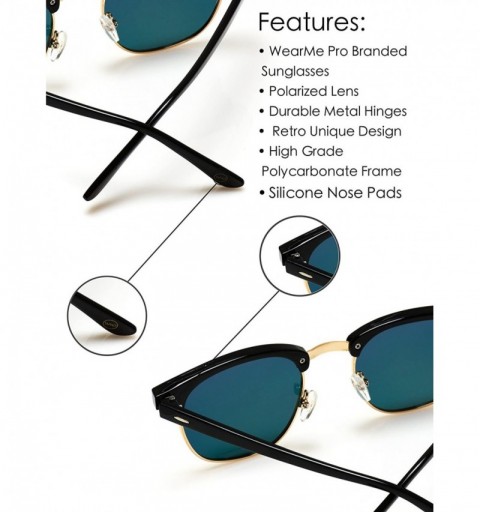 Semi-rimless Classic Half Frame Polarized Semi-Rimless Rimmed Sunglasses - Black / Silver Rim / Black Lens - CN1281N35SD $22.15