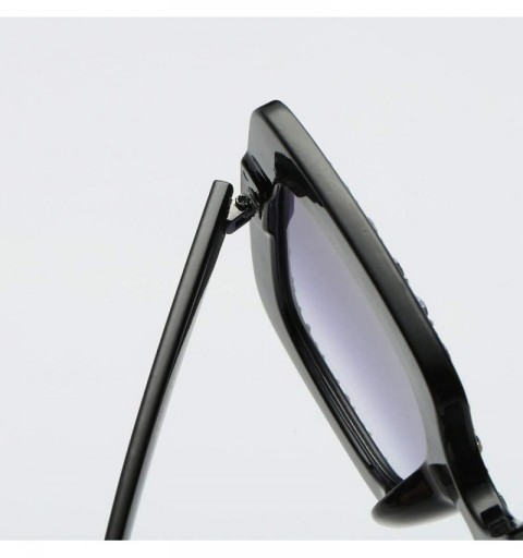 Goggle Women Fashion Artificial Diamond Cat Ear Quadrate Metal Frame Classic Sunglasses - D - CG18T00XKYS $9.70