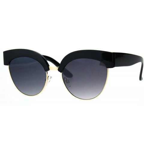 Cat Eye Womens Gothic Thick Plastic Cat Eye Half Rim Eye Brow Sunglasses - Black Smoke - CR182H5N08E $12.64