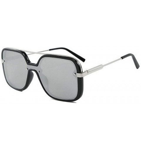 Square Vintage Leopard Tea Sunglasses for Women Square One-piece Large Frame Mens Goggle Sunshade Glasses UV400 - Silver - C7...