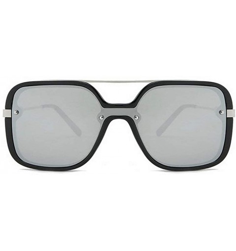 Square Vintage Leopard Tea Sunglasses for Women Square One-piece Large Frame Mens Goggle Sunshade Glasses UV400 - Silver - C7...