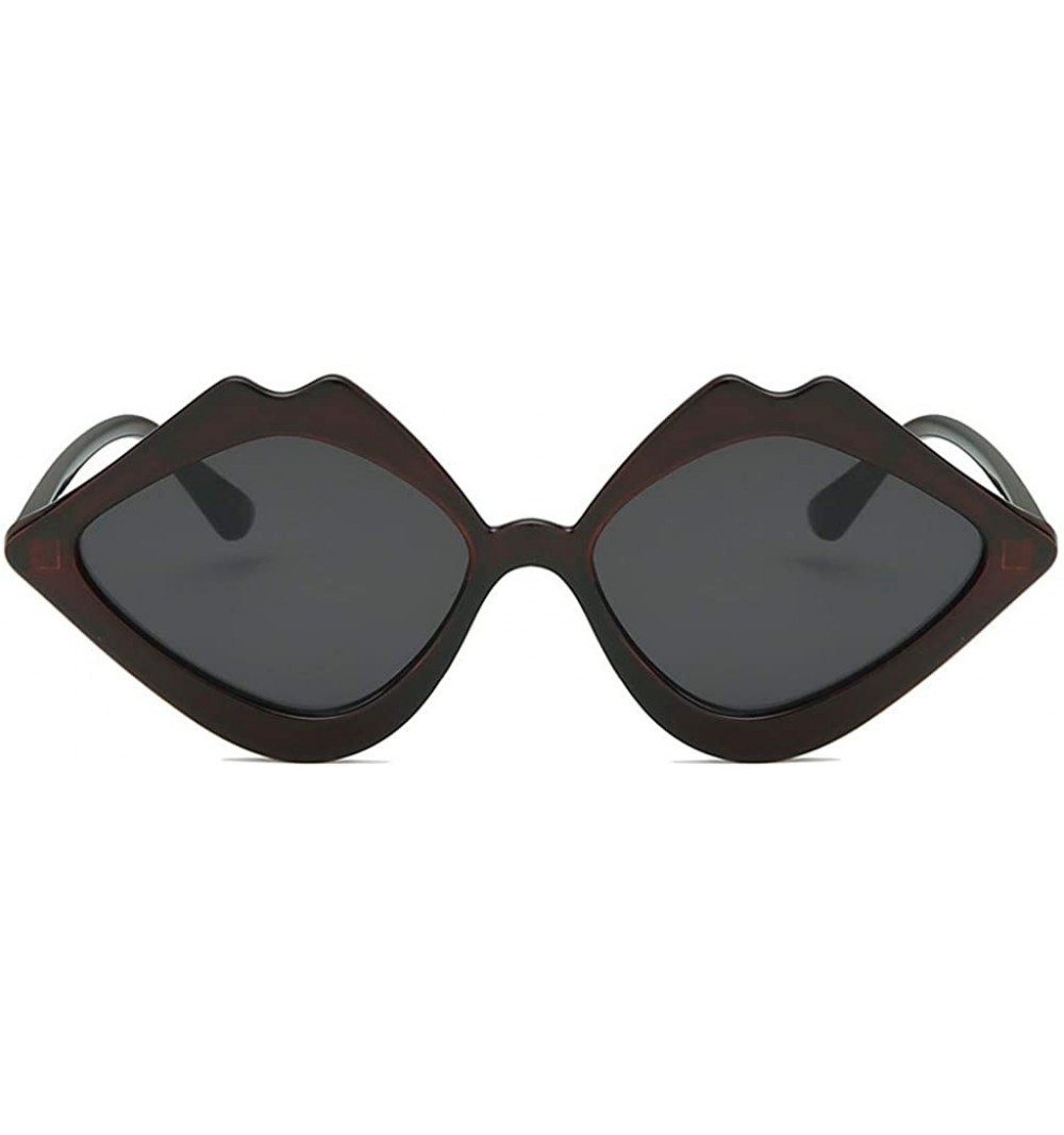 Oversized Candy Jelly Color Lips Shaped Integrated Sunshade Sunglasses For Fashion Women - Black - CG196ON36XM $9.25