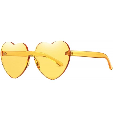 Round Womens Fashion Heart Shape Sunglasses Candy Color Glasses - Yellow - CD18Q9T3WR3 $12.55
