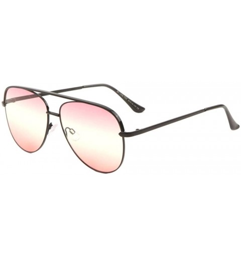 Aviator Triple Oceanic Color Flat Frame & Temple Modern Round Aviator Sunglasses - Pink Black - CC190EU5EAL $12.50