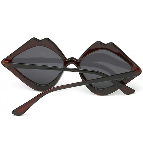 Oversized Candy Jelly Color Lips Shaped Integrated Sunshade Sunglasses For Fashion Women - Black - CG196ON36XM $9.25