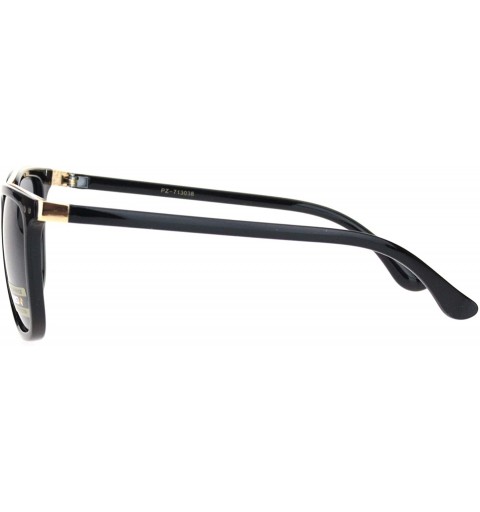 Rectangular Polarized Mens Luxury Designer Rectangular Fashion Sunglasses - Shiny Black Gold Black - C318NKWD76U $11.05