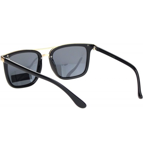 Rectangular Polarized Mens Luxury Designer Rectangular Fashion Sunglasses - Shiny Black Gold Black - C318NKWD76U $11.05