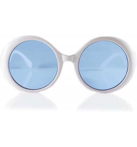 Oversized Retro Round Mod Look Bold Thick Frame Color Tinted Sunglasses A262 - (Tinted) Blue - CR18Q22I46C $12.56