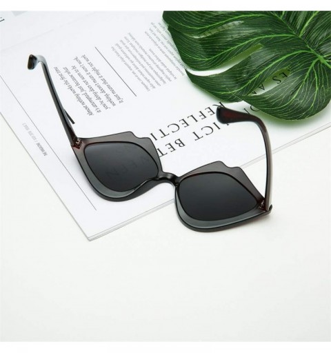 Oversized Candy Jelly Color Lips Shaped Integrated Sunshade Sunglasses For Fashion Women - Black - CG196ON36XM $9.25