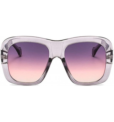 Square Oversize Square Colorful Transparent Brand Designer Women Two-color Frame Sun Glasses - Gray&pink - CB18N6KCE97 $9.16