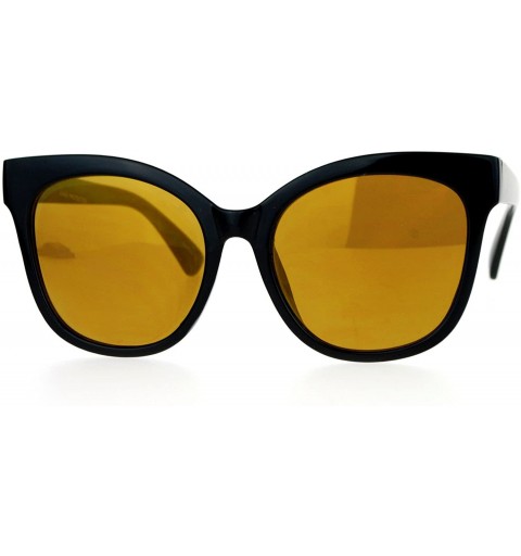 Square Oversized Butterfly Fashion Sunglasses Womens Flat Frame Mirror Lens - Black (Brown Mirror) - CU188YRR2W6 $12.89