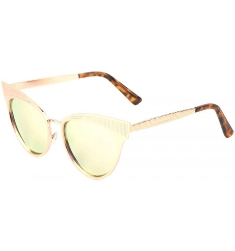 Cat Eye Thick Brow Line Texture Engraved Cat Eye Sunglasses - Green - C41988DZ98Q $16.68