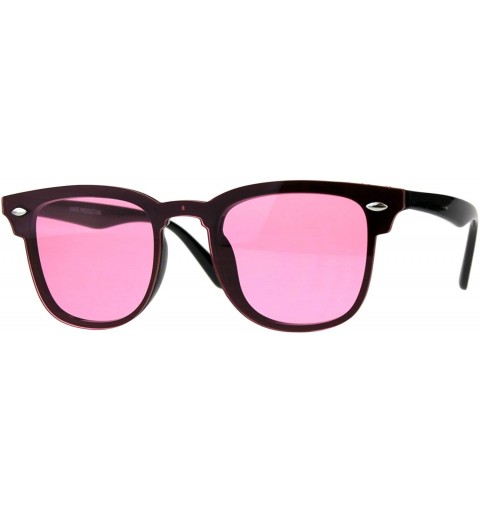Shield Mens Color Lens Half Rim Rimless Flat Panel Shield Nerdy Sunglasses - Pink - C618CMOUM7S $18.58