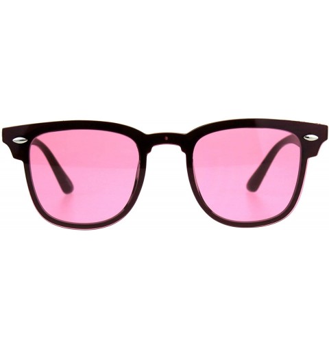 Shield Mens Color Lens Half Rim Rimless Flat Panel Shield Nerdy Sunglasses - Pink - C618CMOUM7S $9.78