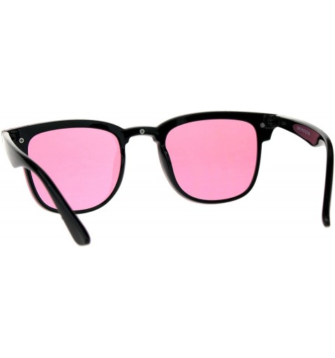Shield Mens Color Lens Half Rim Rimless Flat Panel Shield Nerdy Sunglasses - Pink - C618CMOUM7S $9.78
