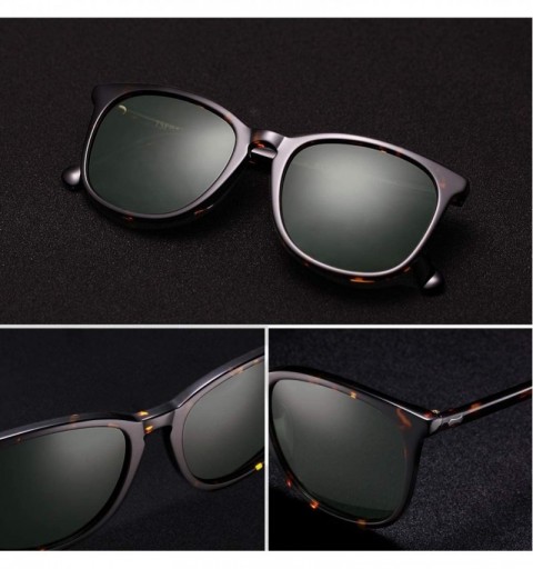 Square 100% UV Protection Polarized Sunglasses for Women - Acetate Frame Glasses - C - Tortoise Frame/Green Lens - CT18IL7XHC...