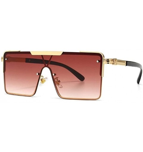 Oversized Oversized One Piece Sunglasses for Women Square Sun Glasses UV400 - Gold Brown - CN19087IGXD $7.74